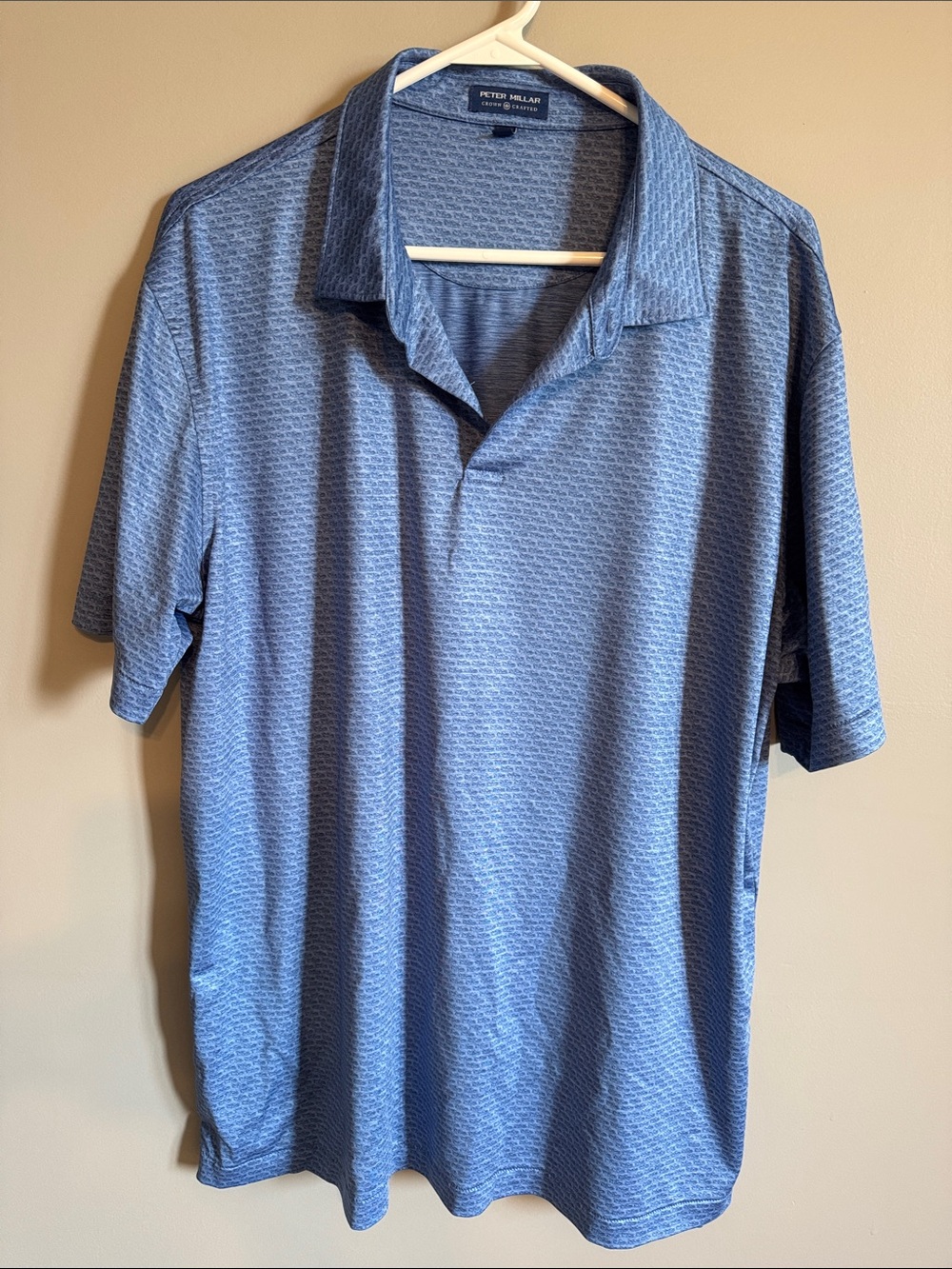 Peter Millar Light Blue Patterned Short-Sleeve Polo